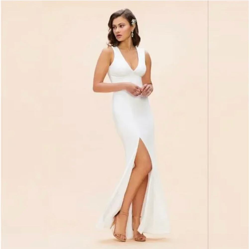 NEW $248 Dress the Population Monroe Side Slit Maxi Dress